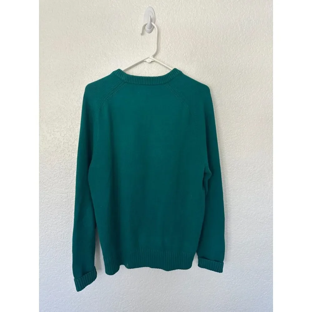 J. Crew Heritage Cotton Crewneck Sweater Green/Blue Size Medium